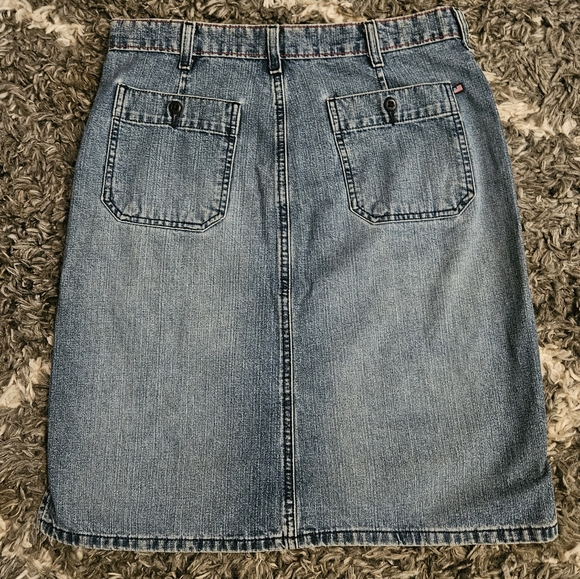 Polo Jeans Co~ Patch Pocket  Knee Skirt~ Vintage ~ Size 6~Red Stiching - Picture 12 of 15
